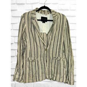 Anthropologie Sanctuary Women’s Small Ellis Striped Linen Blend Blazer • EUC